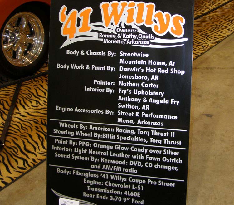 41 Willys Coupe Data Panel